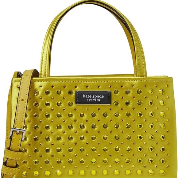 Sam Icon Crystal Embellished Fabric Mini Tote Color:  Chartreuse - Picture 1 of 12